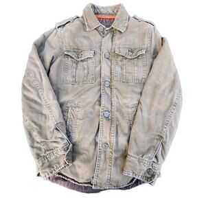 VTG MENS AMERICAN EAGLE CANVAS FIELD JACKET SURPLUS ARMY GREEN Y2K MILITARY SZ S